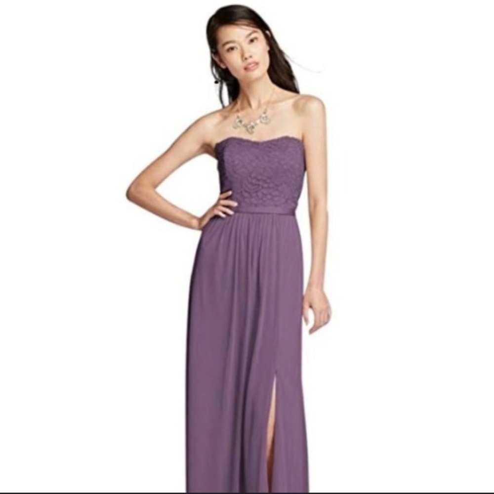 David's Bridal Deep Purple Lace Gown SZ 14